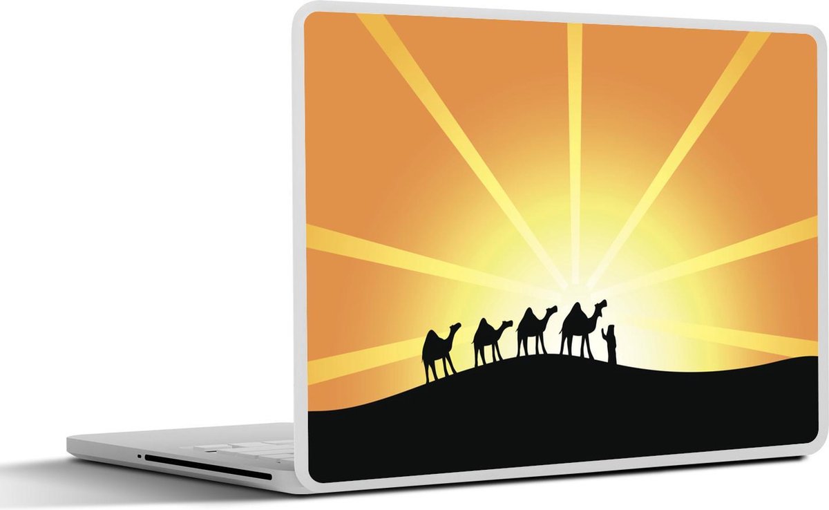 Laptop sticker - 10.1 inch - Illustratie van een groep dromedarissen