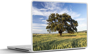 Laptop sticker - 10.1 inch - In een tarweveld staat een eikenboom onder de blauwe hemel