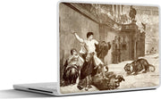 Laptop sticker - 10.1 inch - Illustratie van een man die een vrouw beschermt in het Colosseum