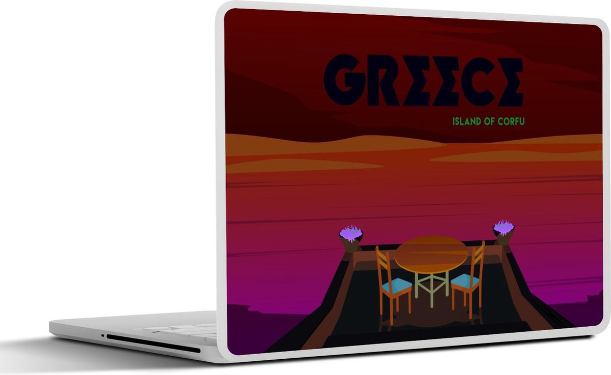 Laptop sticker - 10.1 inch - Illustratie van het eiland Corfu in Griekenland