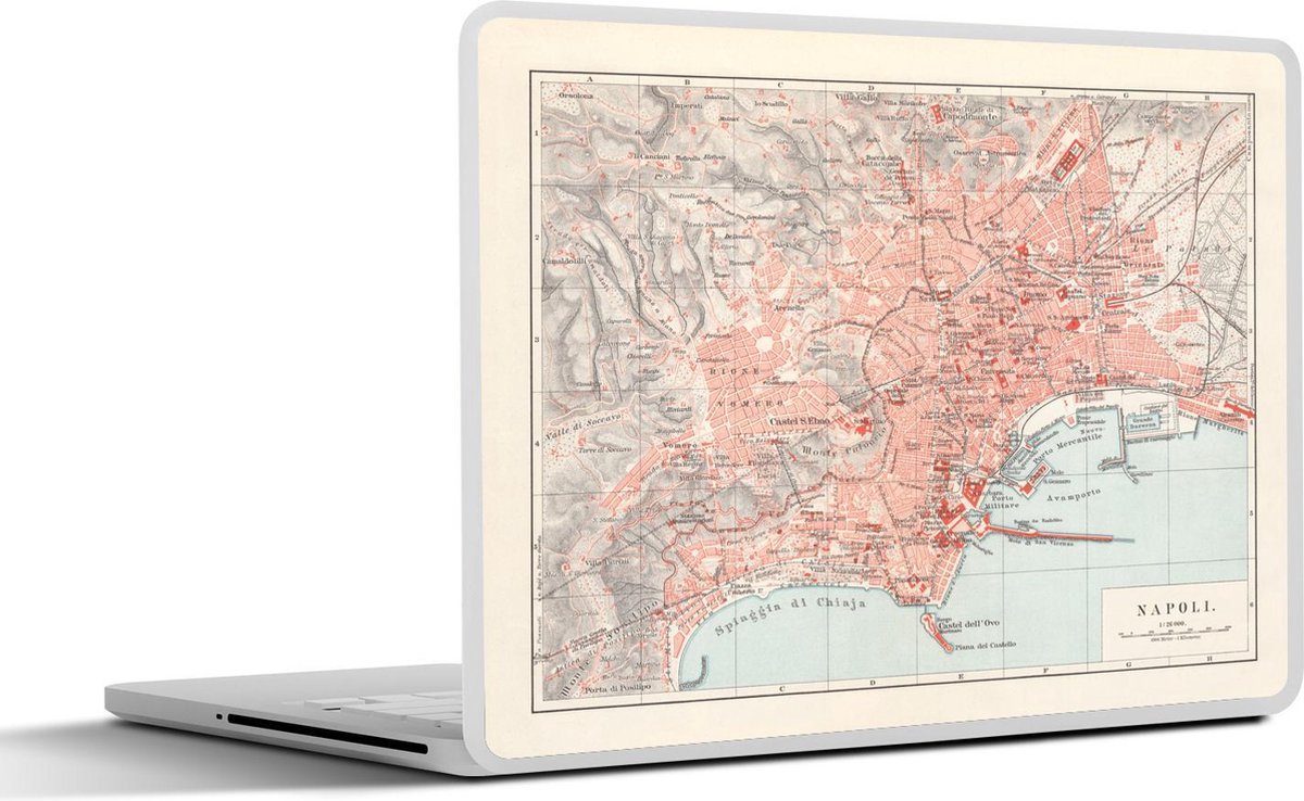 Laptop sticker - 10.1 inch - Illustratie van een historische kaart van Napoli