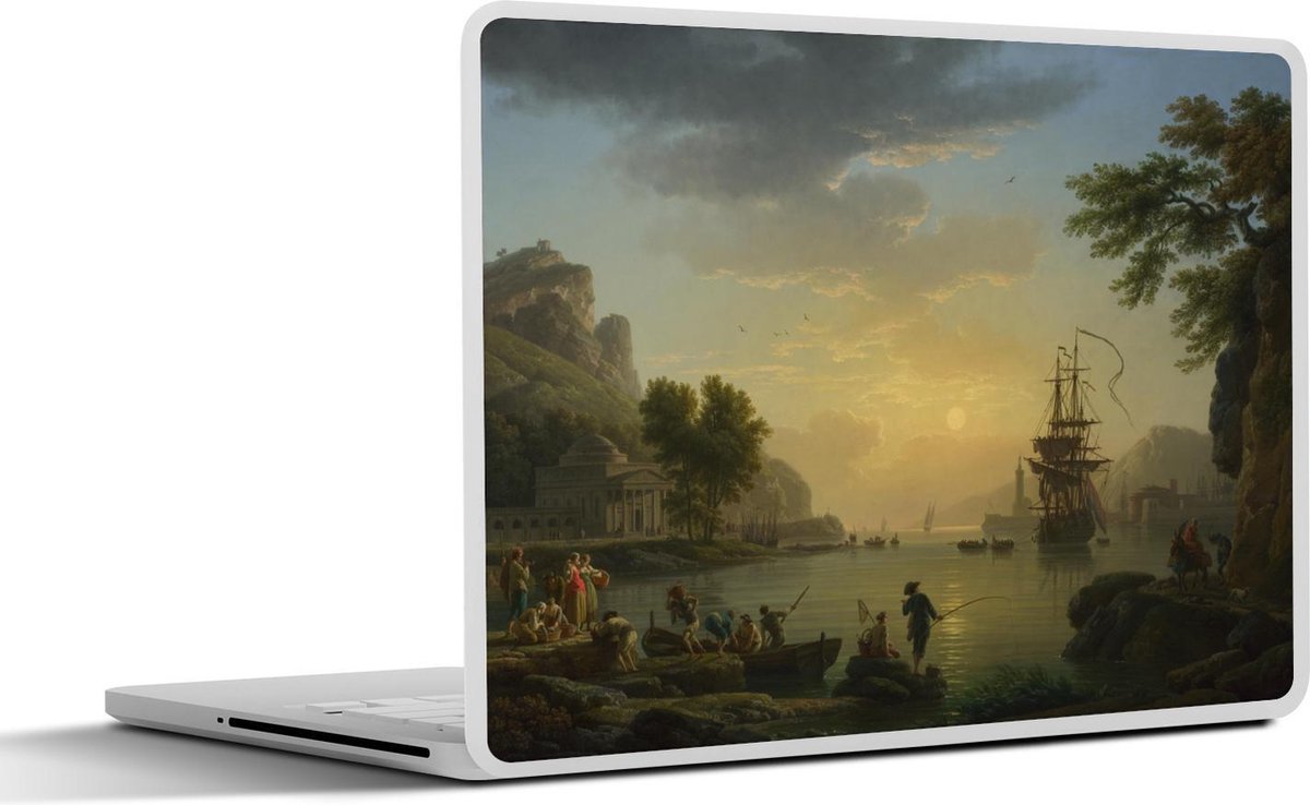 Laptop sticker - 10.1 inch - A landscape at sunset - Schilderij van Claude Joseph Vernet
