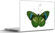 Laptop sticker - 10.1 inch - Illustratie van een groene vlinder met een blauwe streep