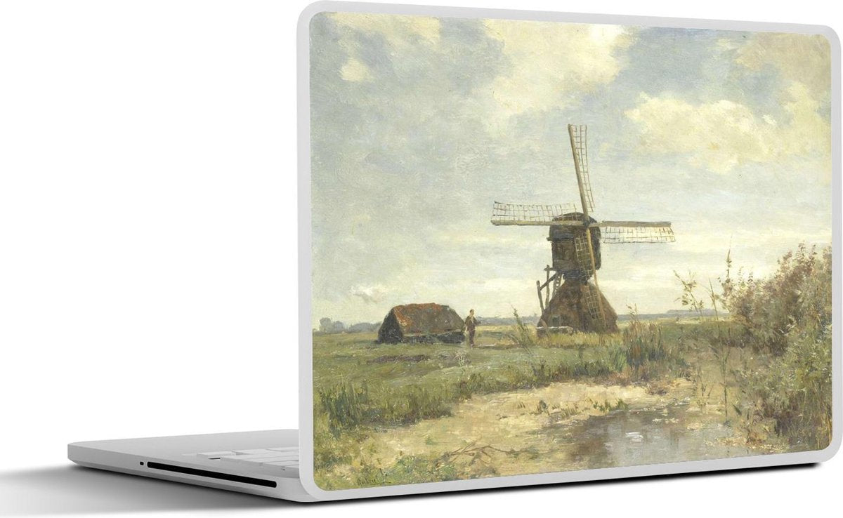 Laptop sticker - 10.1 inch - 'Zonnige dag': een molen aan een wetering - Schilderij van Paul Joseph Constantin Gabriël