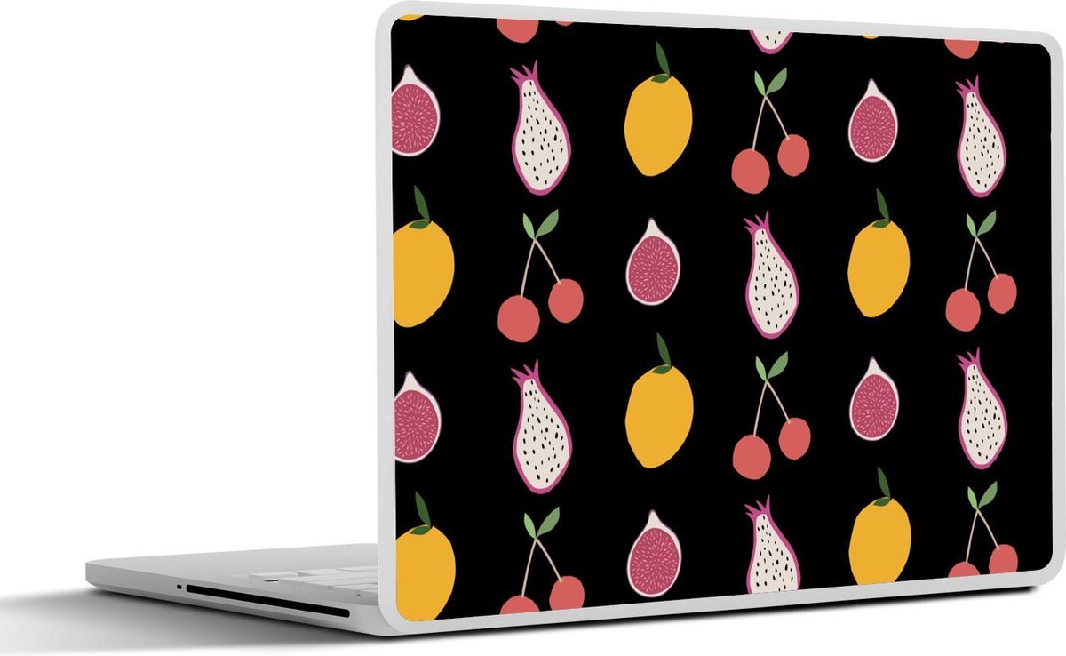 Laptop sticker - 10.1 inch - Abstracte verschillende soorten fruit met een zwarte achtergrond