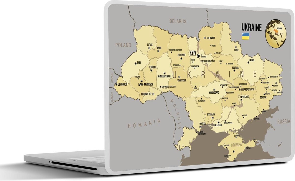 Laptop sticker - 10.1 inch - Illustratie van Oekraïne met de nationale vlag