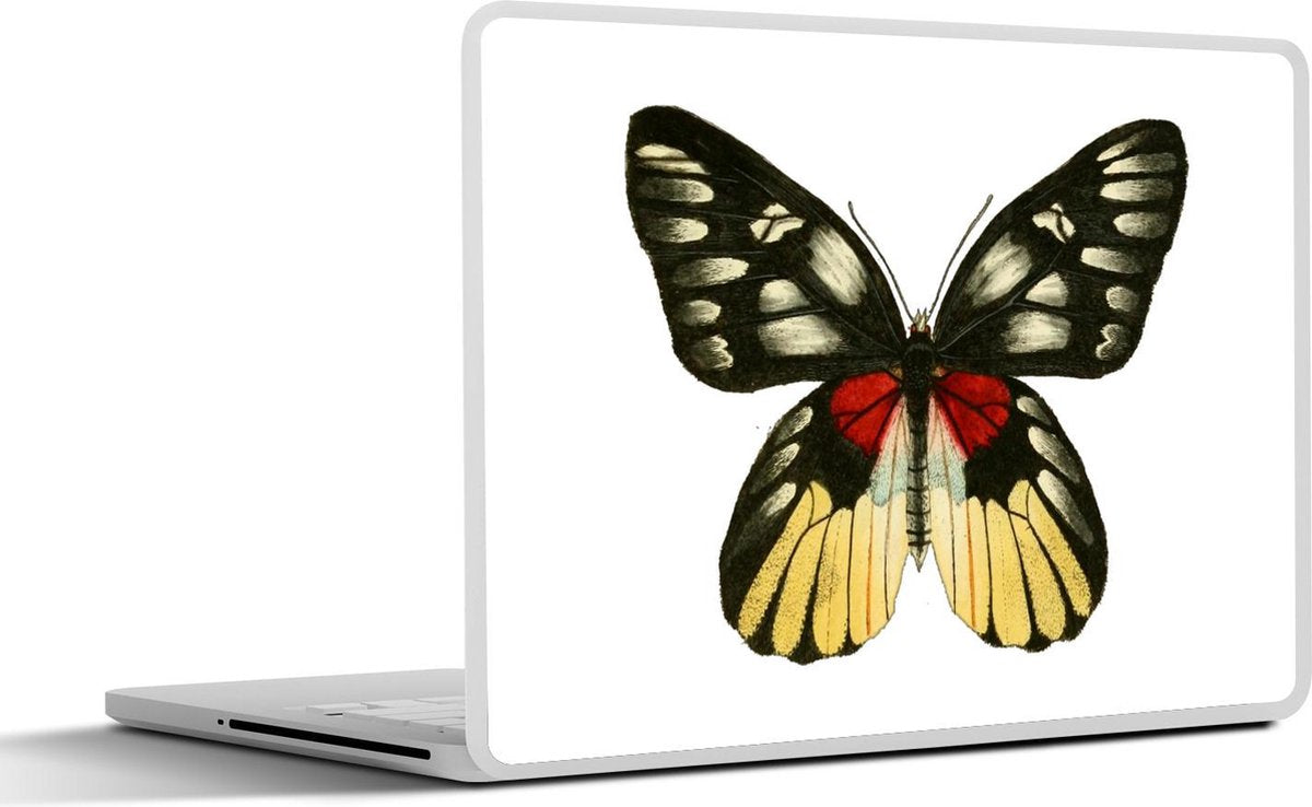 Laptop sticker - 10.1 inch - Illustratie van een geel met rode vlinder