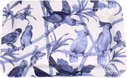 Schaal plat Vlinders/papegaaien blauw/wit RH 33