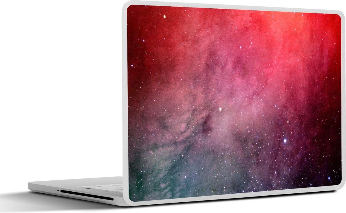 Laptop sticker - 10.1 inch - Abstract werk gemaakt met waterverf en een donkerrode sterrenhemel
