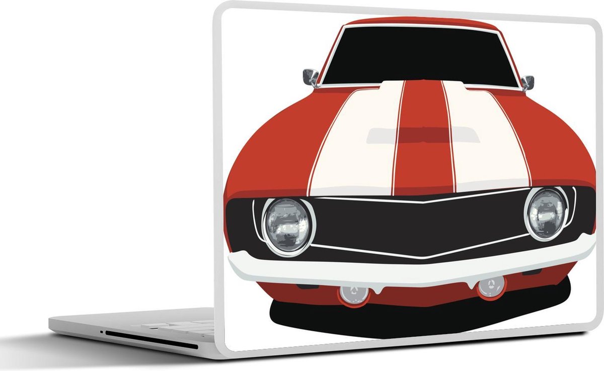 Laptop sticker - 10.1 inch - Illustratie van een vooraanzicht van een klassieke auto