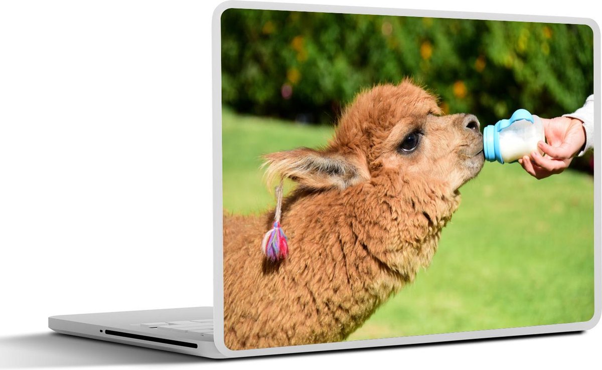 Laptop sticker - 10.1 inch - Alpaca met flesvoeding