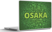 Laptop sticker - 10.1 inch - Illustratie van Osaka in groene letters