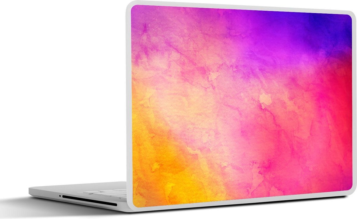Laptop sticker - 10.1 inch - Abstract werk gemaakt van waterverf en rode met gele en blauwe vlekken