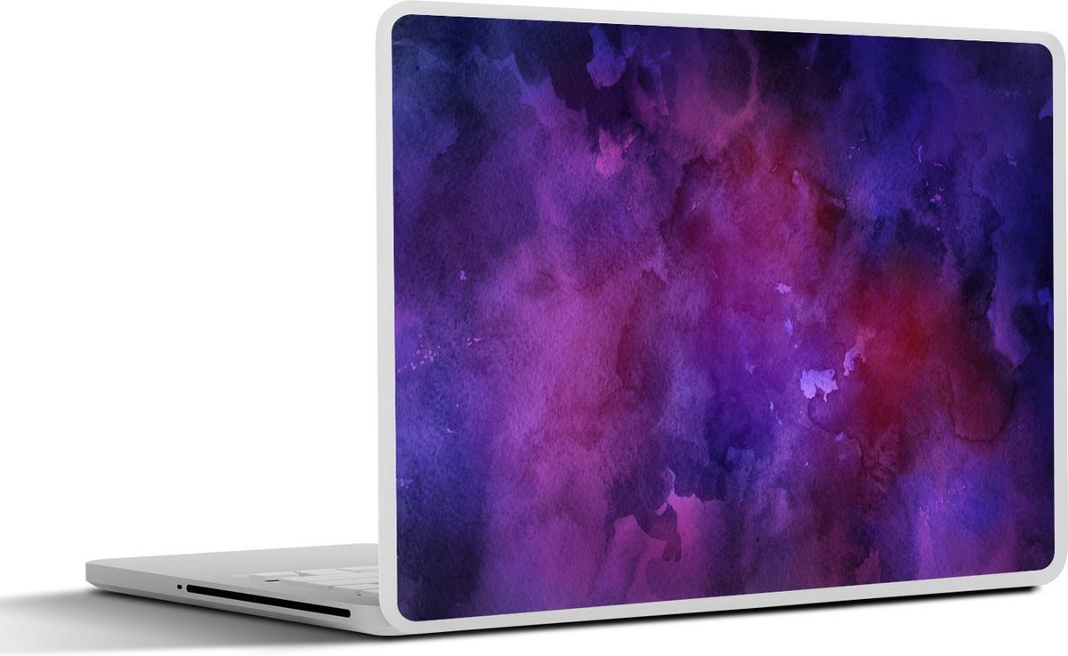 Laptop sticker - 10.1 inch - Abstract kunstwerk gemaakt met waterverf en donkerblauwe en donkerpaarse kleuren