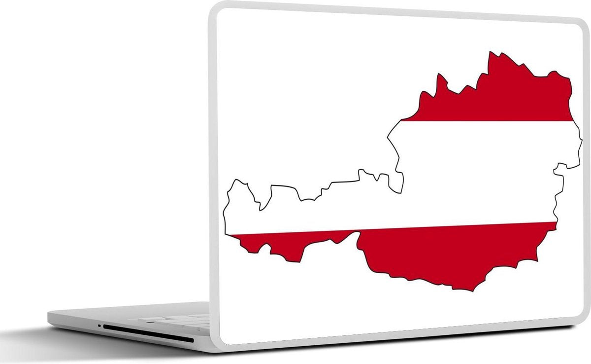 Laptop sticker - 10.1 inch - Illustratie van Oostenrijk in de kleuren van de nationale vlag