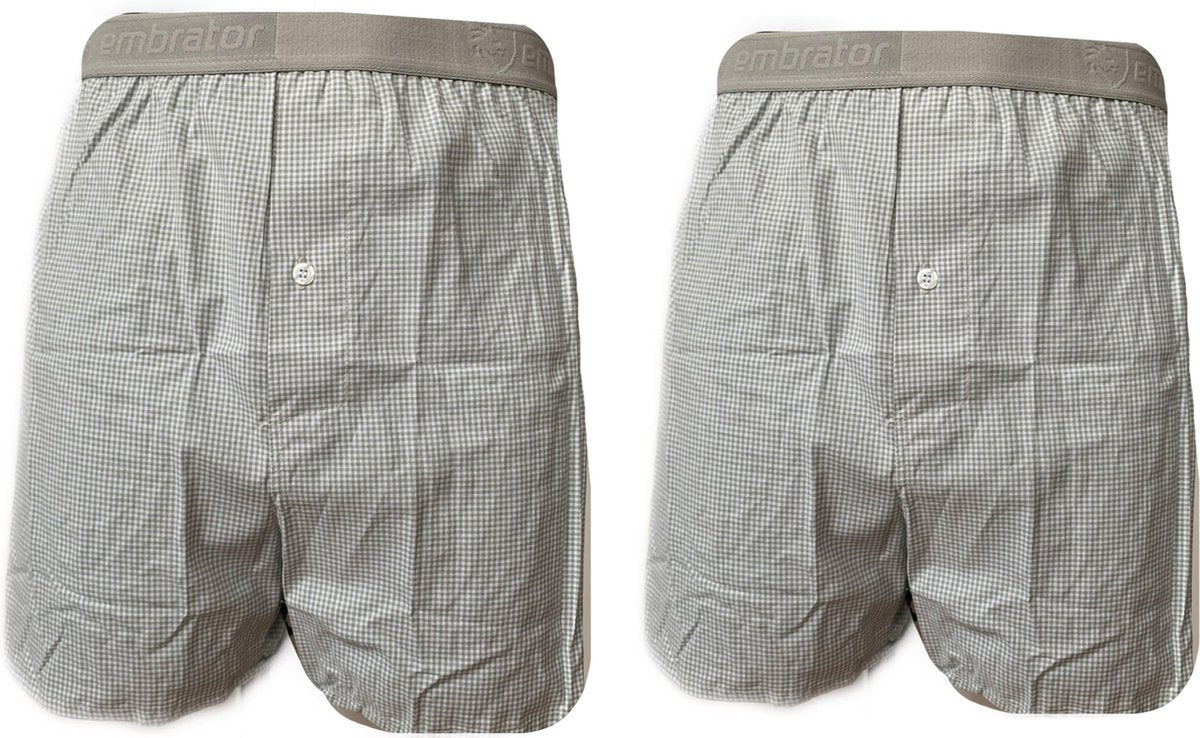 Embrator 2-stuks mannen Boxershort geruit grijs/wit 3XL