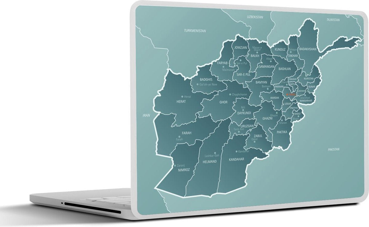Laptop sticker - 10.1 inch - Illustratie van een blauwe kaart van Afghanistan