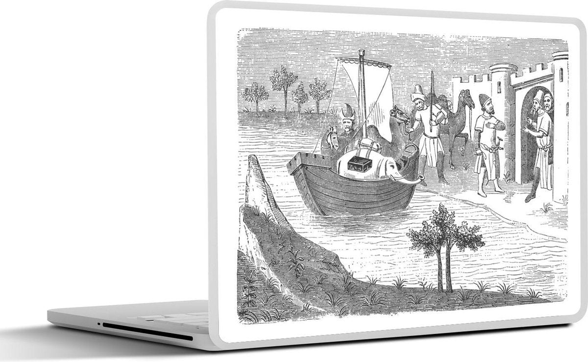 Laptop sticker - 10.1 inch - Illustratie van Marco polo op zijn boot