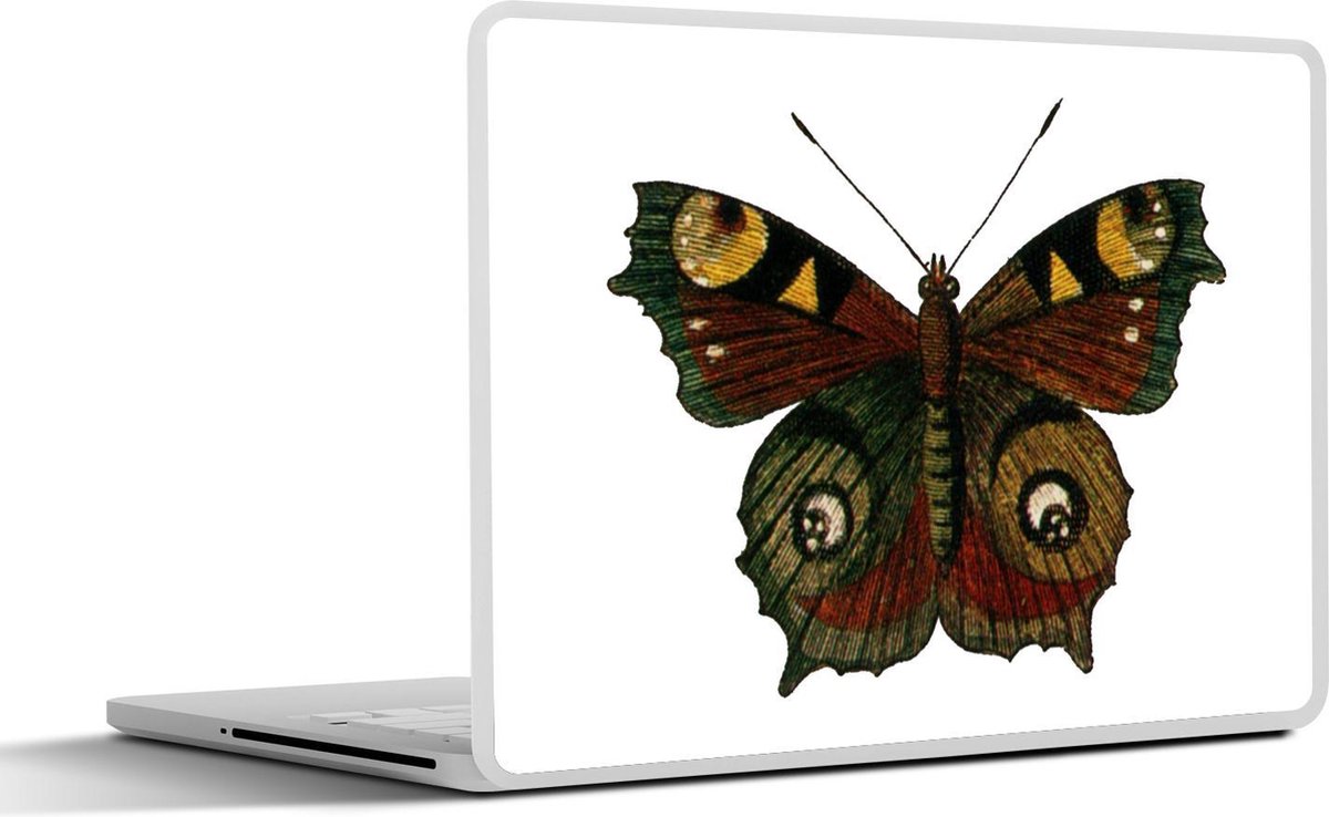 Laptop sticker - 10.1 inch - Illustratie van een dagpauwoog vlinder