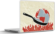 Laptop sticker - 10.1 inch - Illustratie van een wereldbol in een braadpan