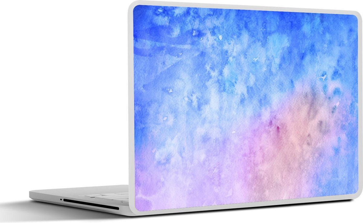 Laptop sticker - 10.1 inch - Abstract kunstwerk gemaakt met waterverf met blauwe en paarse kleuren