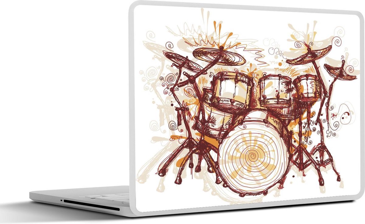 Laptop sticker - 10.1 inch - Illustratie van een drumstel in het rood
