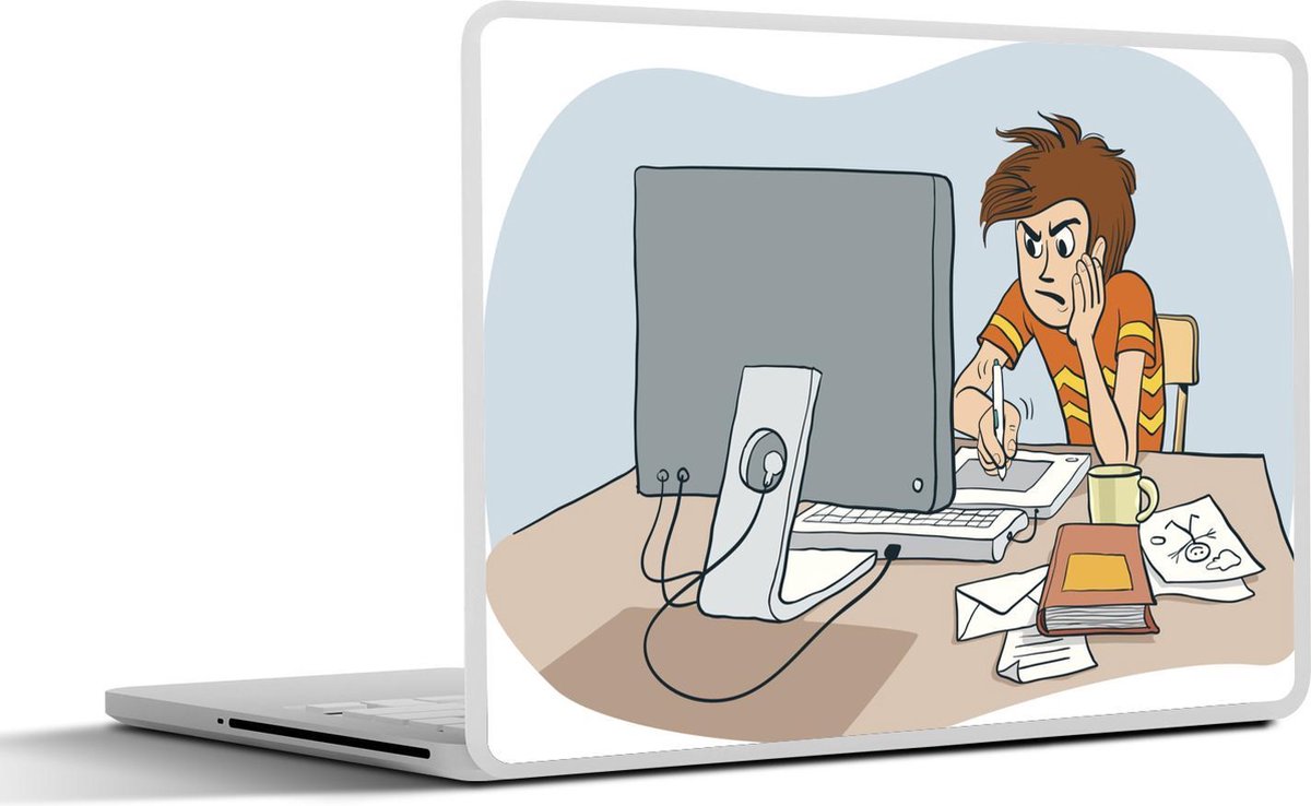 Laptop sticker - 10.1 inch - Illustratie van iemand die digitaal tekent