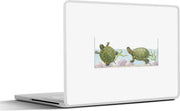 Laptop sticker - 10.1 inch - Illustratie van groene schildpadden in een aquarium