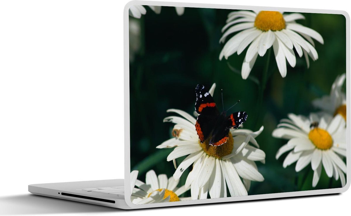 Laptop sticker - 10.1 inch - Admiraalvlinder op een madeliefje