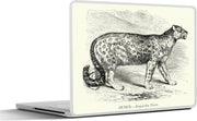 Laptop sticker - 10.1 inch - Illustratie van een sneeuwpanter in het zwart en wit