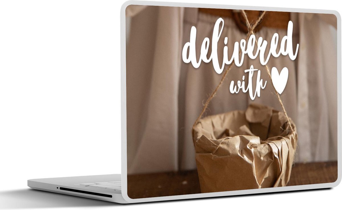 Laptop sticker - 10.1 inch - 'delivered with love' simpele achtergrond