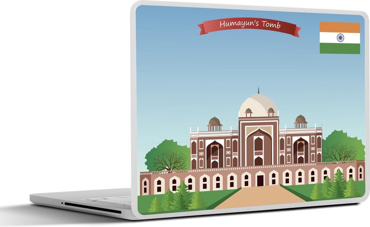 Laptop sticker - 10.1 inch - Illustratie van Humayun's tombe in Delhi