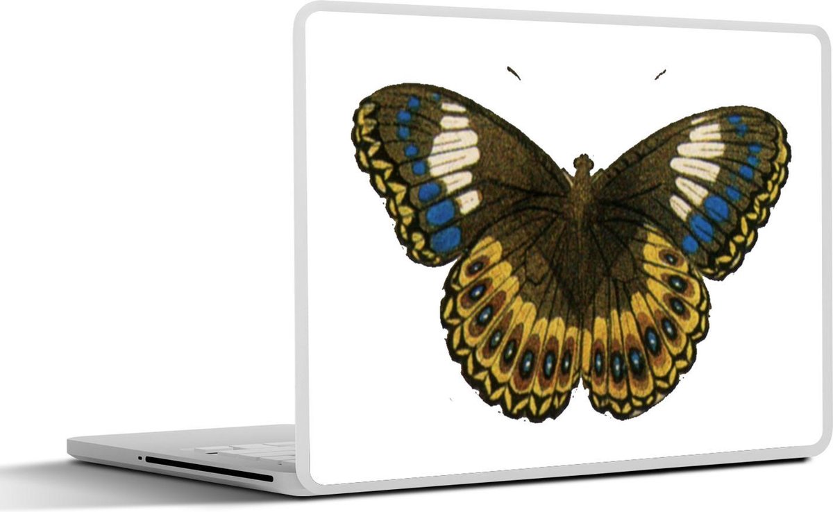 Laptop sticker - 10.1 inch - Illustratie van een bruin met gele vlinder