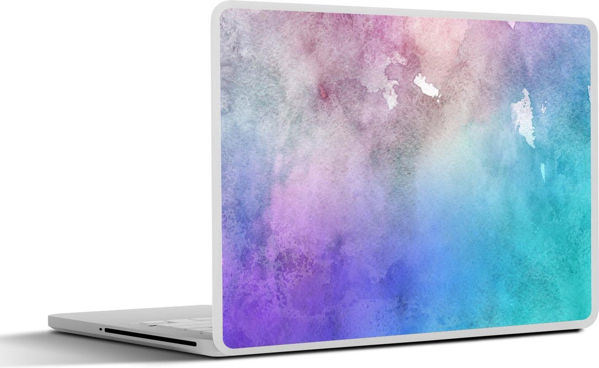 Laptop sticker - 10.1 inch - Abstract kunstwerk gemaakt met waterverf en groene met blauwe en bruine kleuren