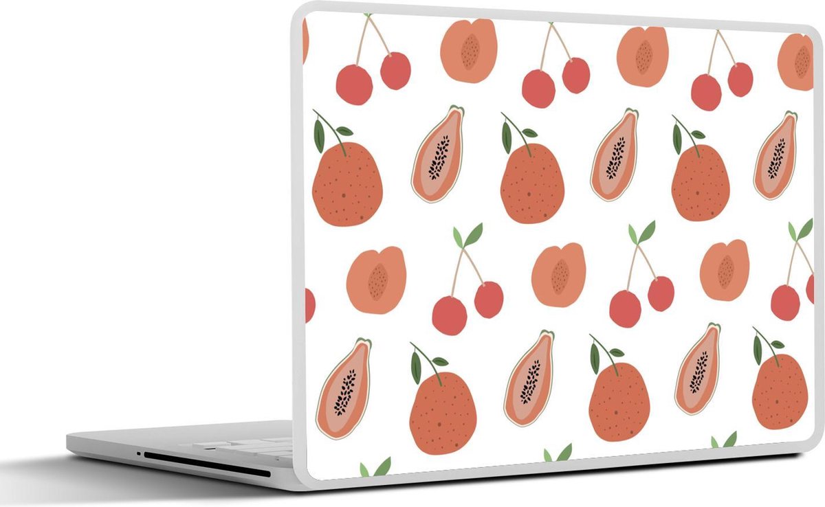 Laptop sticker - 10.1 inch - Abstract rood fruit met een witte achtergrond