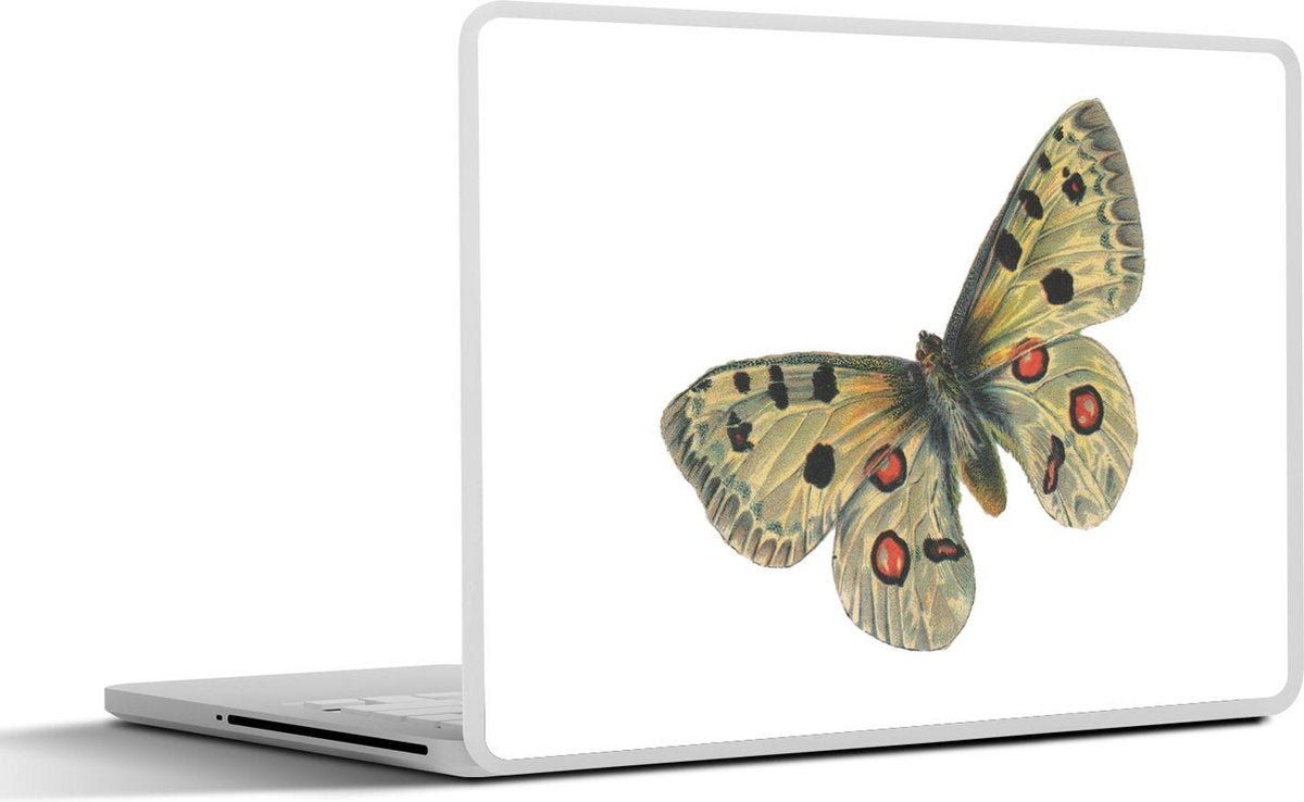 Laptop sticker - 10.1 inch - Illustratie van een witte vlinder met rode ogen