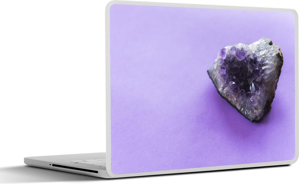 Laptop sticker - 10.1 inch - Amethist op een paarse achtergrond