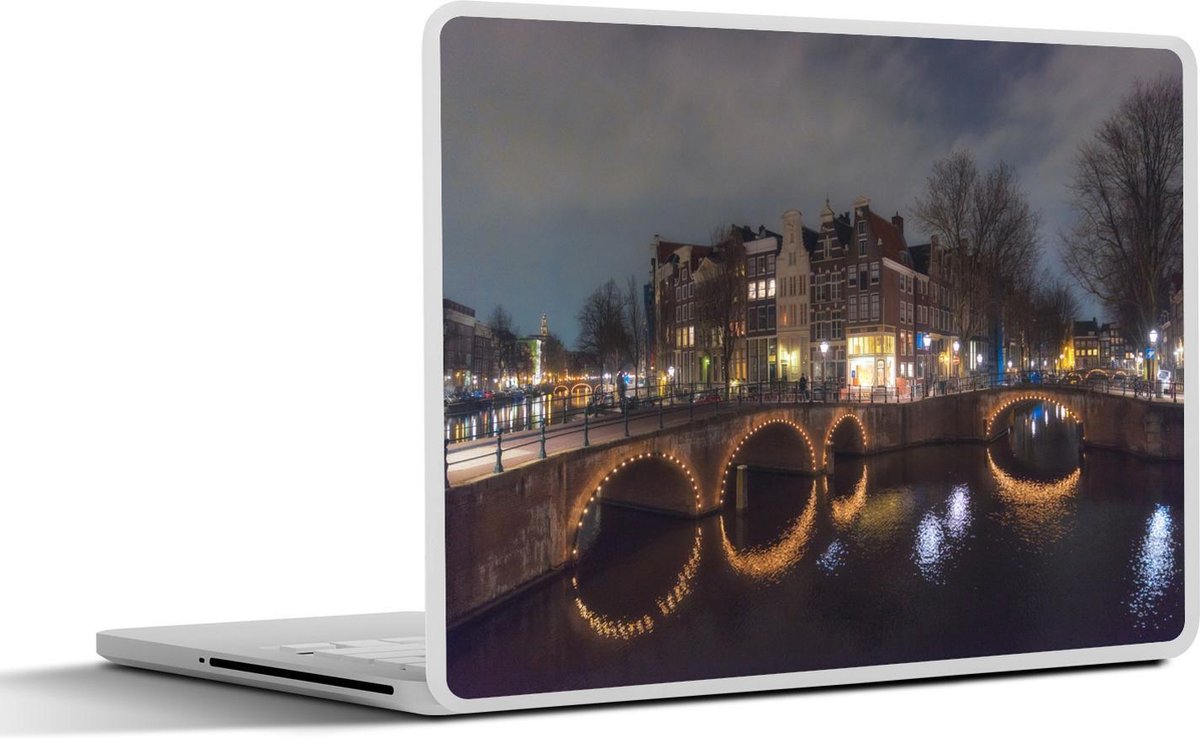 Laptop sticker - 10.1 inch - Afbeelding van de Keizersgracht in Amsterdam tijdens de nacht