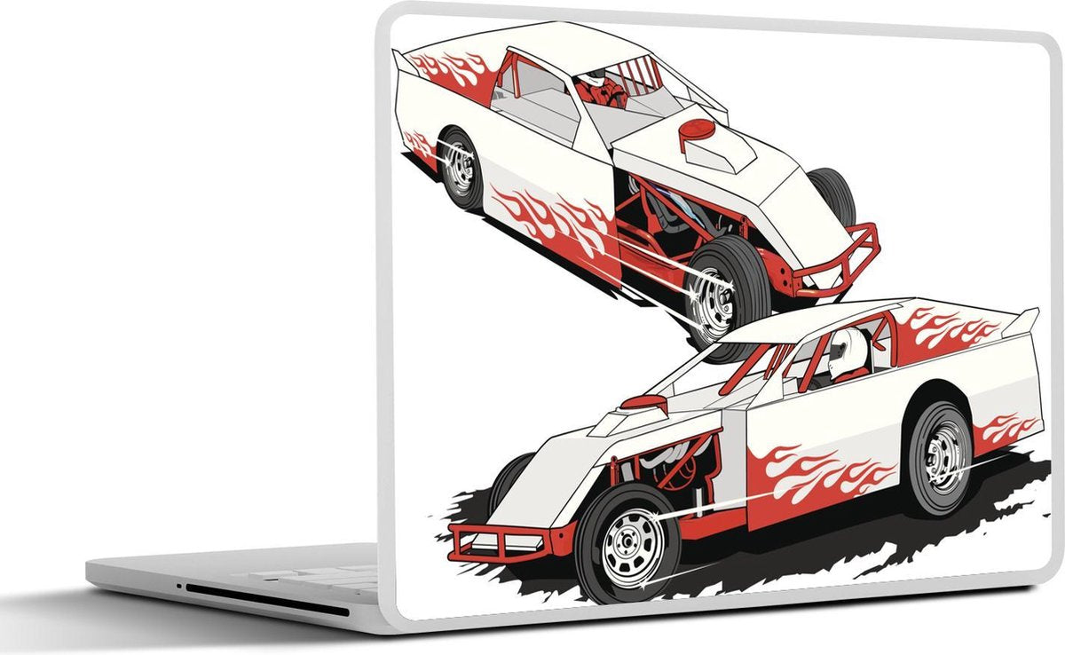 Laptop sticker - 10.1 inch - Illustratie van twee race auto's