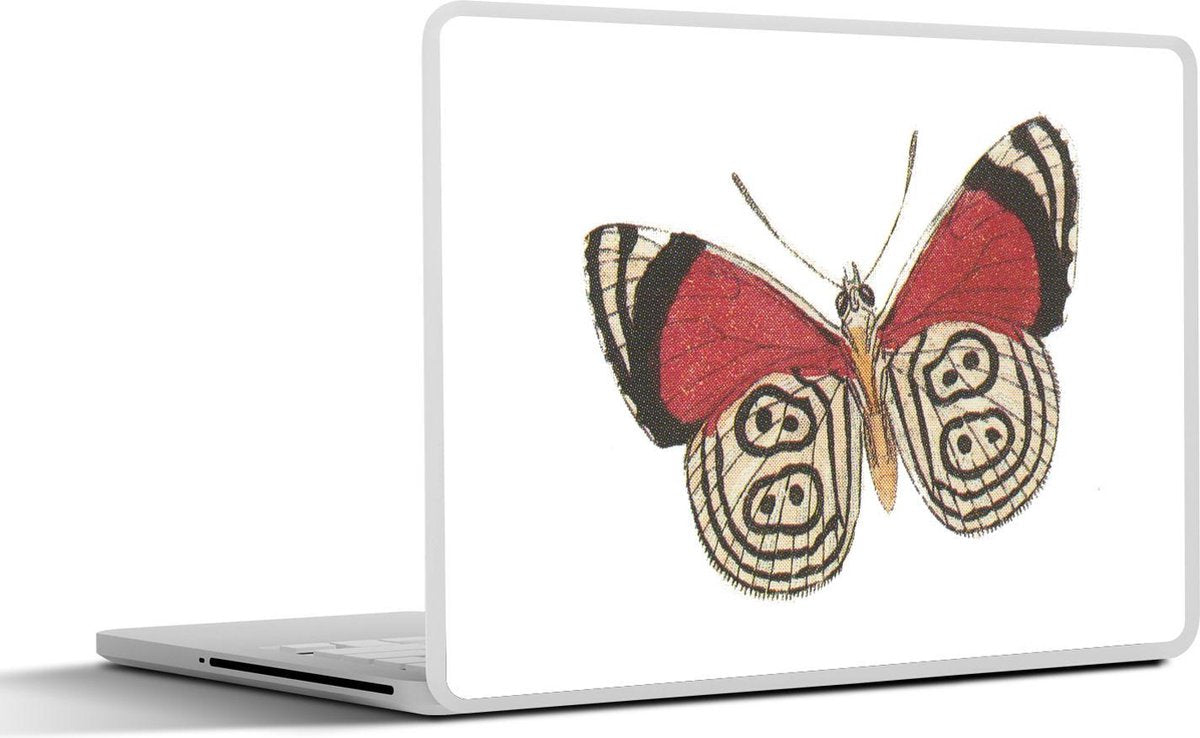 Laptop sticker - 10.1 inch - Illustratie van een vlinder met zwart-witte patronen