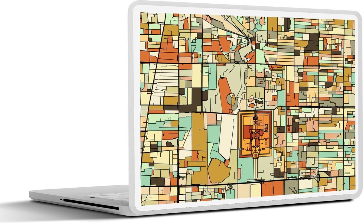 Laptop sticker - 10.1 inch - Illustratie van een kleurrijke kaart van Beijing