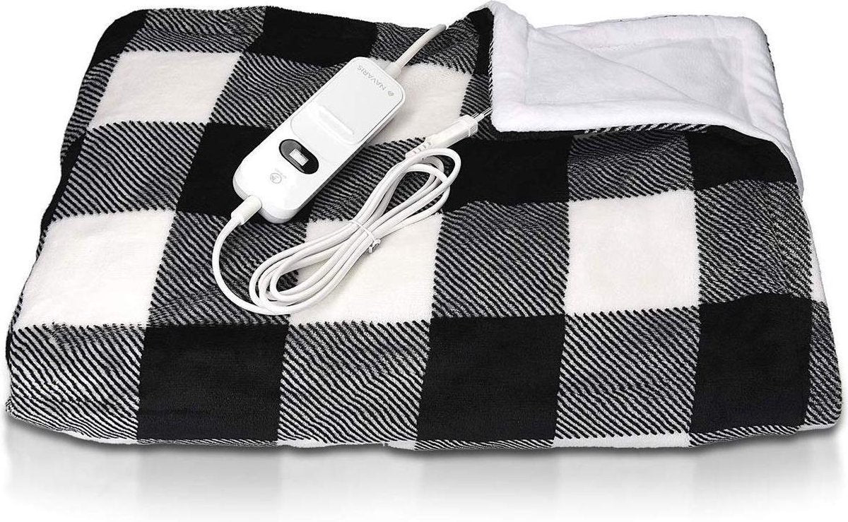 Cosi® Elektrische deken met drie warmtestanden 180x130cm zwart wit geblokt | Warmtedeken met bescherming tegen oververhitting wasmachine bestendig | Zacht en duurzaam materiaal | Ideaal voor de koude dagen