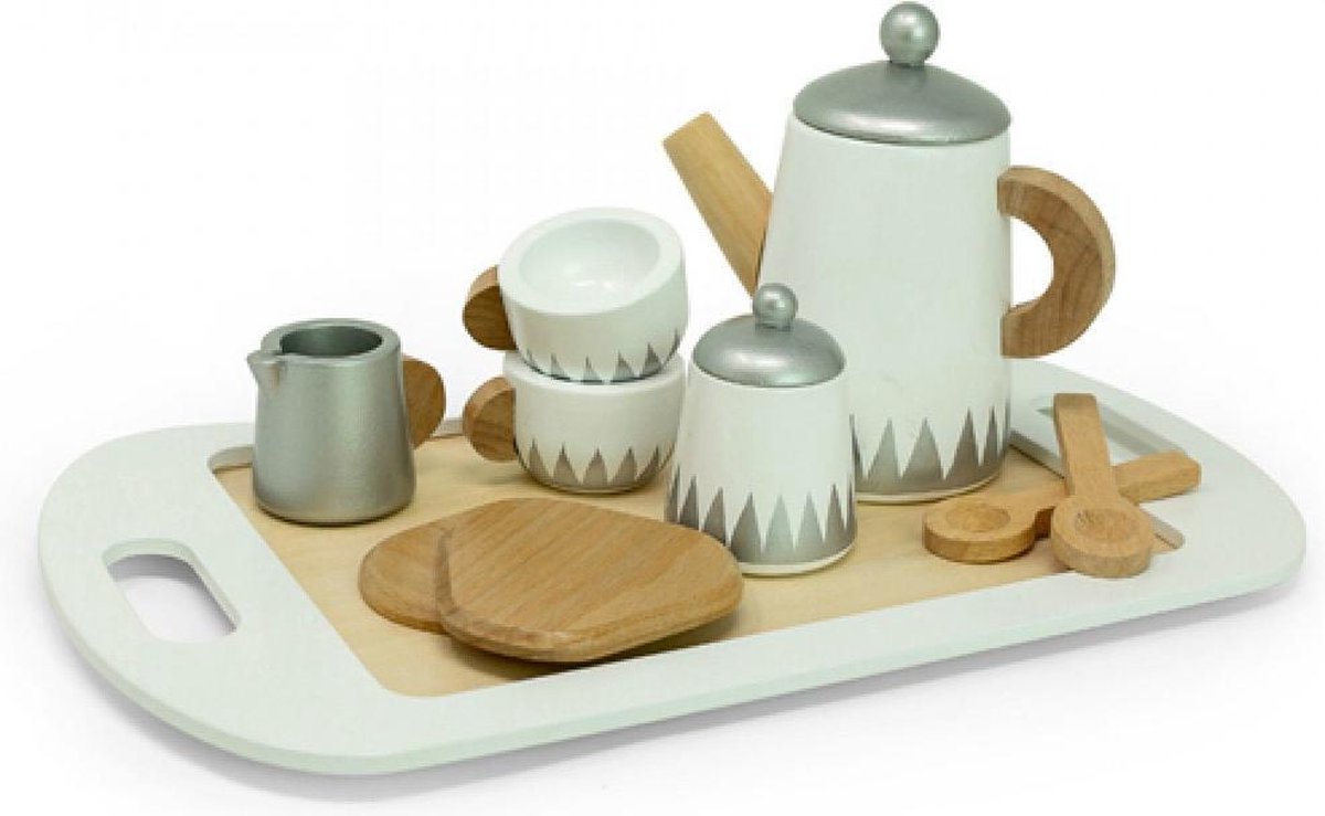 Mamamemo Theeset Op Dienblad Hout 12-delig