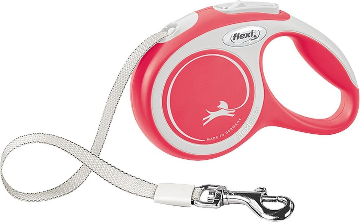 Hondenriem - looplijn - FLEXI rollijn NEW COMFORT Tape - L - ROOD - 5 meter