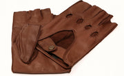 Leren autohandschoenen dames met halve vingers model Las Vegas Color: Gobi