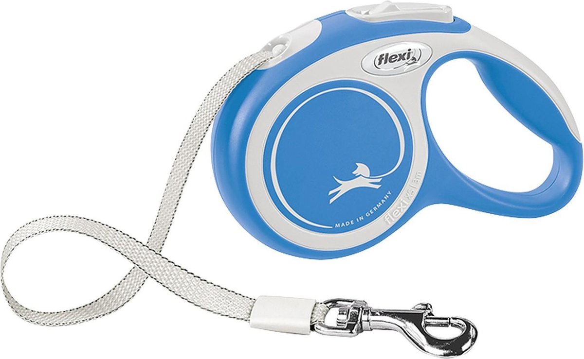 Hondenriem - looplijn - FLEXI rollijn NEW COMFORT Tape - L - BLAUW - 8 meter