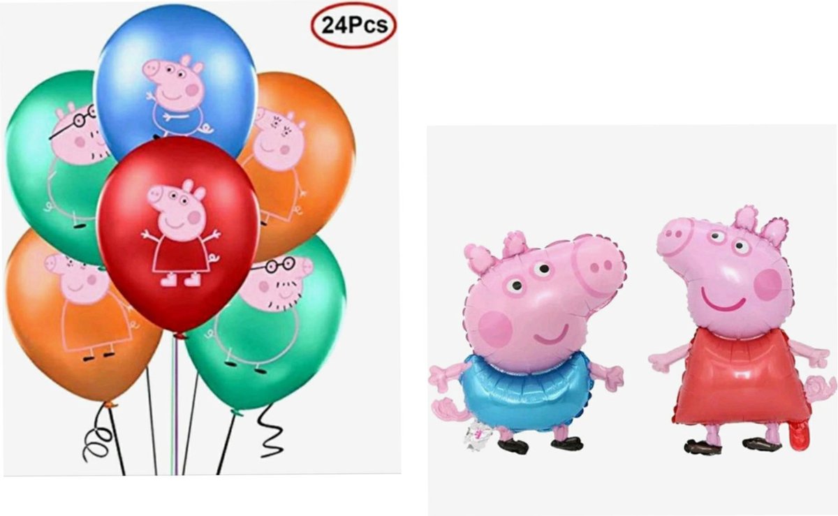 PEPPA-GEORGE-FOLIE -BALLON - PEPPA-PIG-LATEX-BALLONNEN 26 DELIG