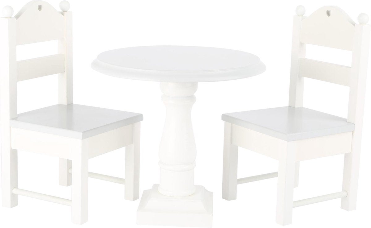 Small Foot Poppen Stoelen En Tafel Hout Wit 22 X 22 Cm
