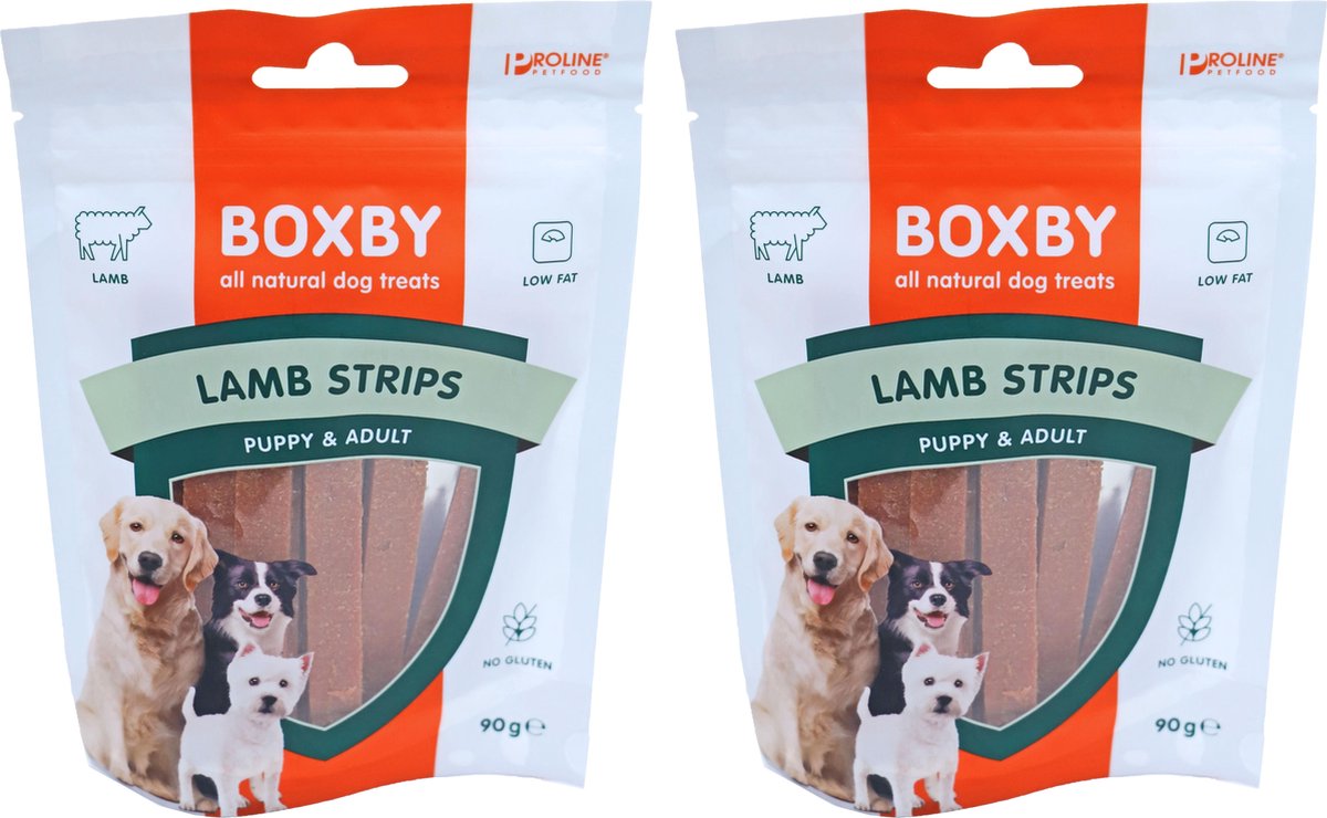 Boxby Strips - Lam - Hondensnack - 90 g - Per 2 zakjes