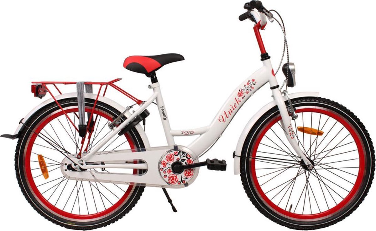 Kinderfiets Uniek FunRide (V-Brake + Cb) M 24'' 1N Wit / Rood
